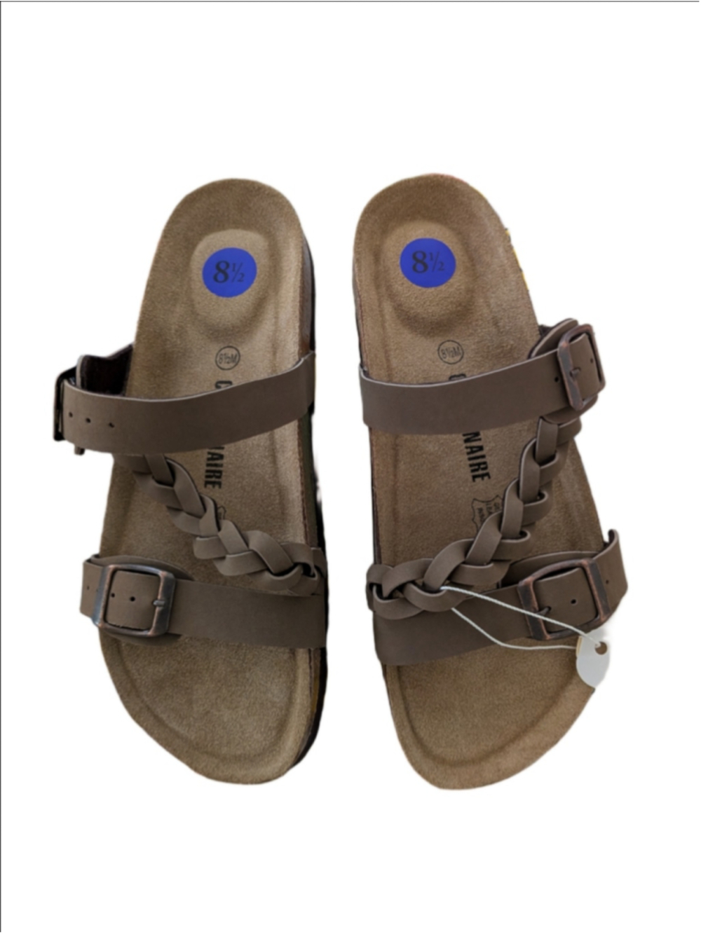 NEW Cushionaire Lizzy Braided Double Buckle Cork Sandals Brown Size 8.5M Comfort - Picture 5 of 13